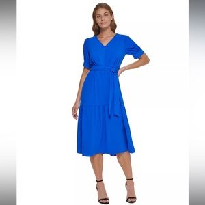 DKNY | Tie-Front Tiered Midi Dress | sz 12